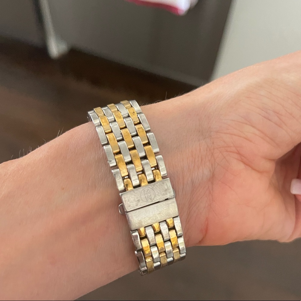 Michele Two Tone Watch with Diamond Circular Face | Color: Gold/S… - Picture 2 of 3